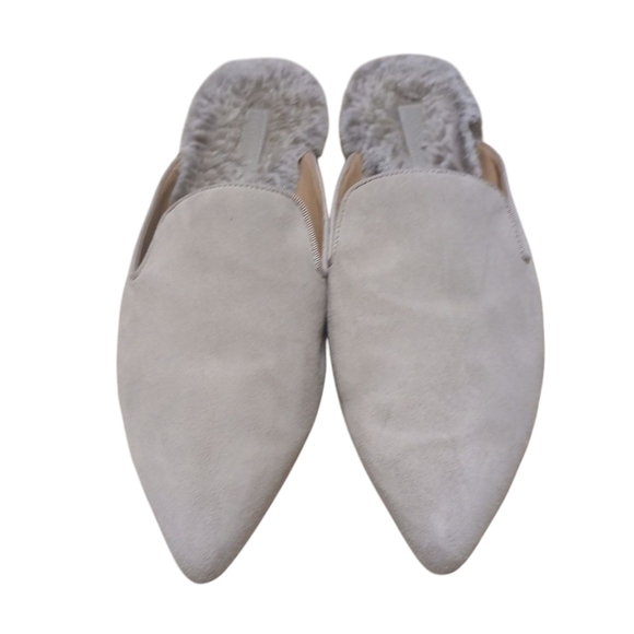Banana Republic Gray Suede Mules Women's Furry Suede Slides size 10.5 - Picture 2 of 10